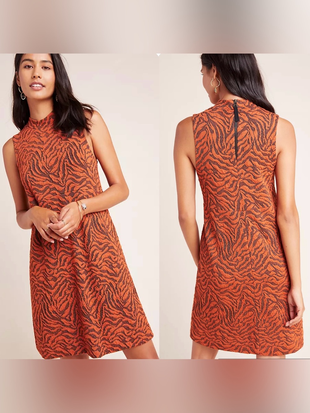 Anthropologie Brigitte Jacquard Shift Sleeveless Animal Dress